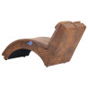 Chaise longue massagem c/ almofada camurça artificial castanho 4