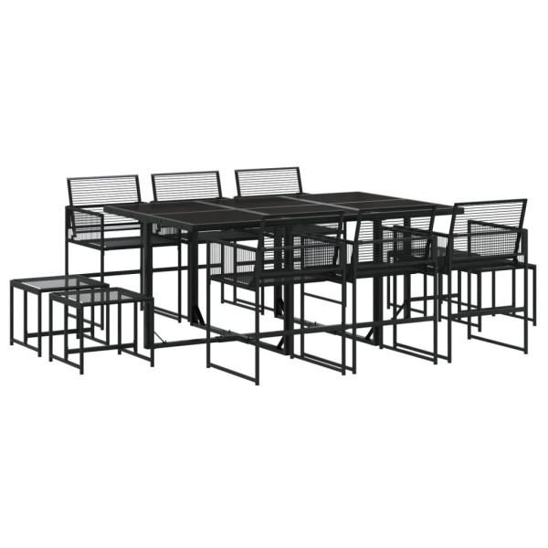 Set de comedor de jardín 11 pzas ratán sintético negro M 2