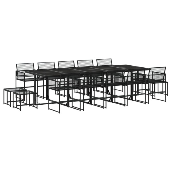 Set de comedor de jardín 15 pzas ratán sintético negro M 2