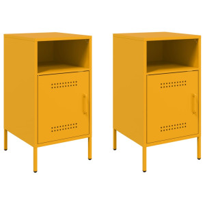 Mesitas de noche 2 uds acero laminado amarillo 36x39x68 cm H