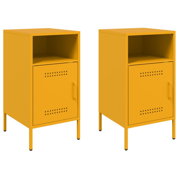 Mesitas de noche 2 uds acero laminado amarillo 36x39x68 cm M 2