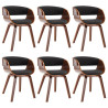 Sillas de comedor 6 uds madera curvada gris y tela 2