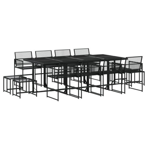 Set de comedor de jardín 13 pzas ratán sintético negro M 2