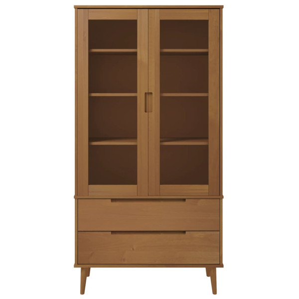 Mueble vitrina MOLDE madera maciza de pino marrón 90x35x175 cm M 4