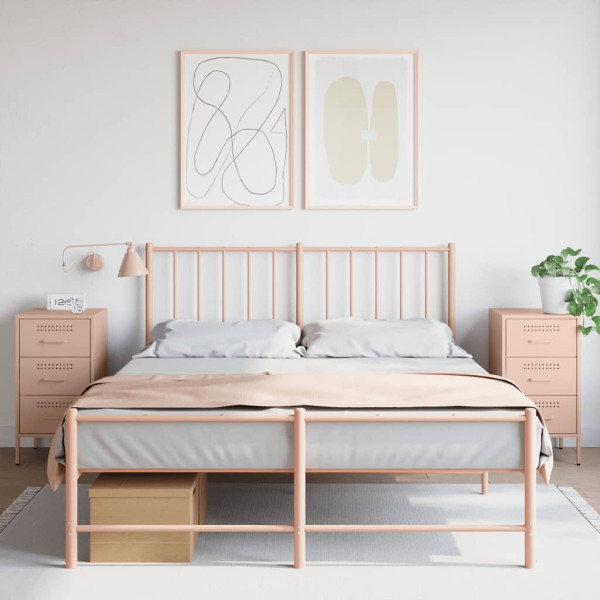 Mesitas de noche 2 uds acero laminado en frío rosa 36x39x68 cm D