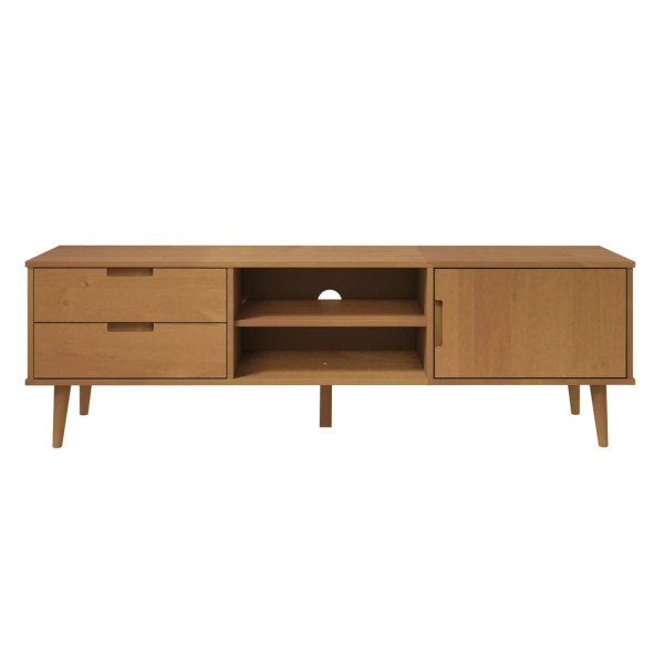 Mueble de TV MOLDE madera maciza de pino marrón 158x40x49 cm M 4
