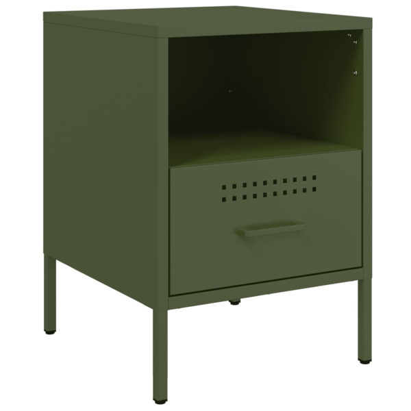 Mesitas de noche 2 uds acero laminado verde oliva 36x39x50.5 cm M 5