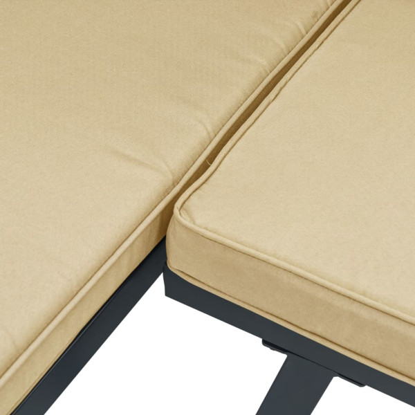 Bancos de jardim com almofadões 4 pcs aço revestido a pó preto M 5