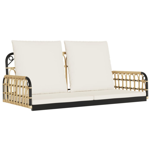 Silla columpio con cojines ratán sintético y acero 105x58x38 cm M 2