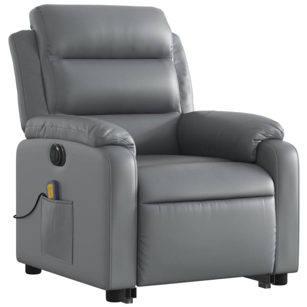 Sillón de masaje elevable eléctrico cuero sintético gris M 4