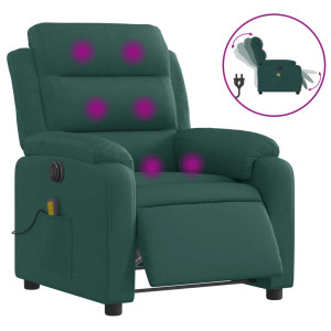 Sillón reclinable de masaje eléctrico tela verde oscuro H