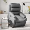 Sillón reclinable elevable eléctrico de cuero sintético gris 1