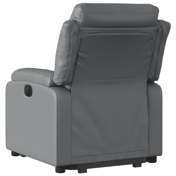 Sillón reclinable elevable eléctrico de cuero sintético gris M 5