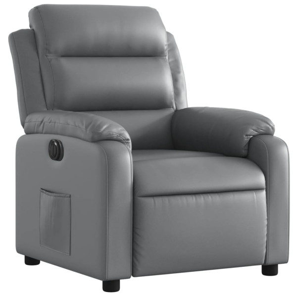 Sillón reclinable eléctrico de cuero sintético gris M 4