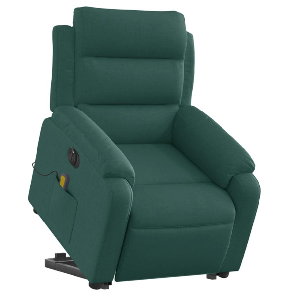 Sillón masaje eléctrico reclinable elevable tela verde oscuro M 3