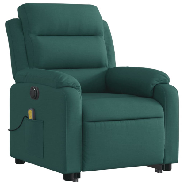 Sillón masaje eléctrico reclinable elevable tela verde oscuro M 4