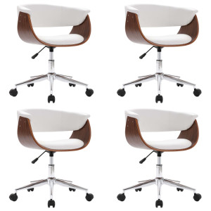 Sillas de comedor giratorias 4 unidades cuero sintético blanco H