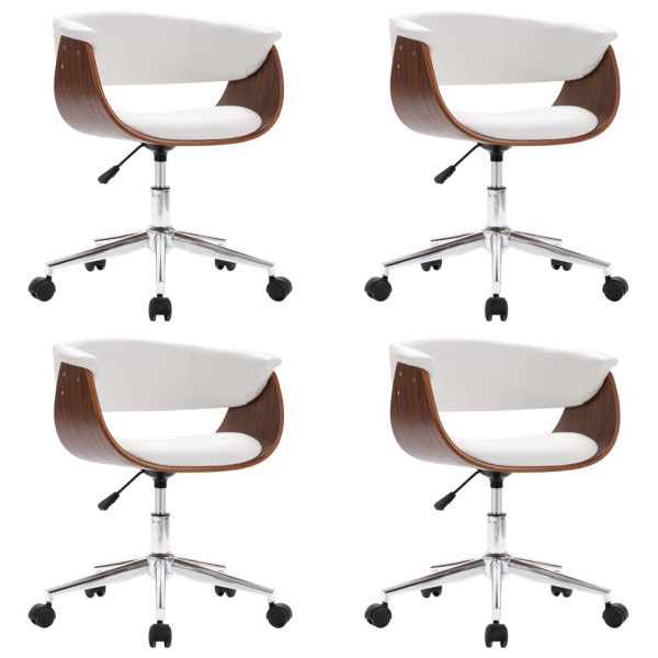 Sillas de comedor giratorias 4 unidades cuero sintético blanco M 2