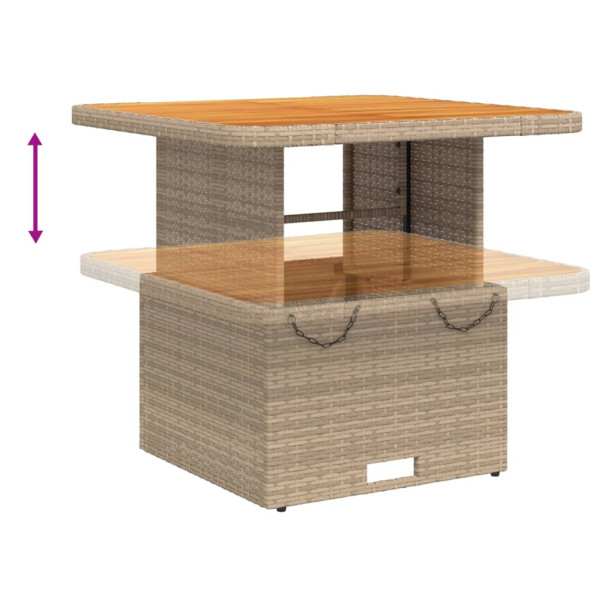 Set comedor de jardín 5 pzas con cojines ratán sintético beige M 5