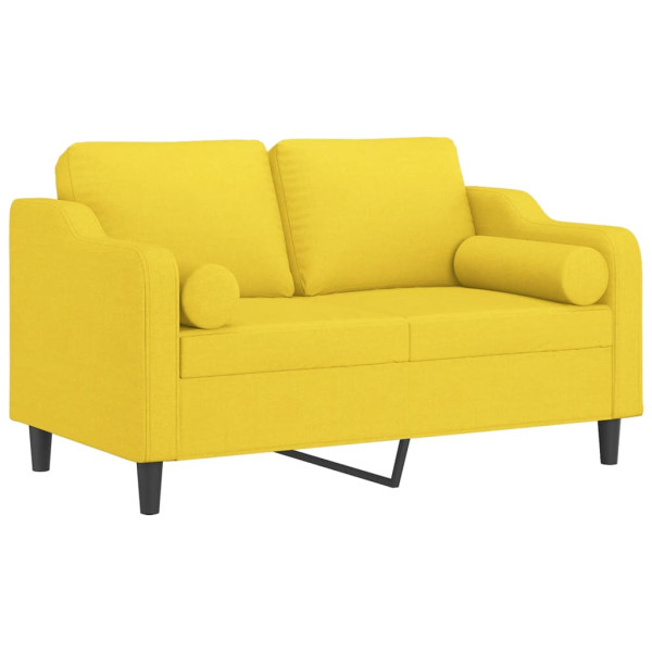 Sofá de 2 plazas con cojines tela amarillo claro 120 cm M 3