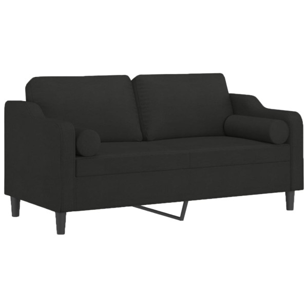 Sofá 2 lugares + almofadas decorativas 140 cm tecido preto M 3