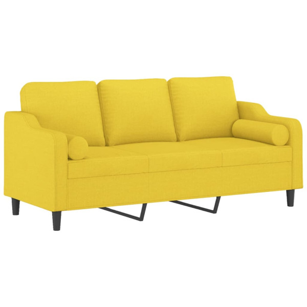 Sofá 3 lugares + almofadas decoração 180cm tecido amarelo-claro M 3