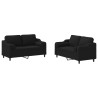 2 pcs conjunto de sofás com almofadas tecido preto 2