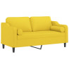 Sofá 2 lug. + almofadas decorativas 140 cm tecido amarelo-claro 3