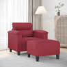 Poltrona com apoio de pés 60 cm couro artificial vermelho tinto 1