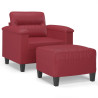 Sillón con taburete cuero sintético rojo tinto 60 cm 2