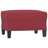 Sillón con taburete cuero sintético rojo tinto 60 cm 5