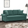 Sofá 2 lug. c/ almofadas decorativas 140cm veludo verde-escuro 1