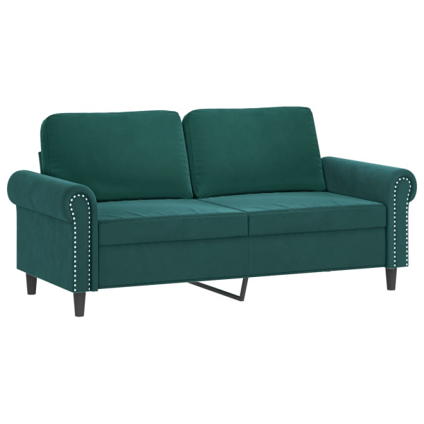 Sofá 2 lug. c/ almofadas decorativas 140cm veludo verde-escuro M 4