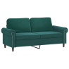 Sofá 2 lug. c/ almofadas decorativas 140cm veludo verde-escuro 4
