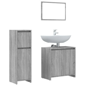 Set de muebles de baño 3 pzas madera contrachapada gris sonoma H