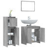 Set de muebles de baño 3 pzas madera contrachapada gris sonoma 4
