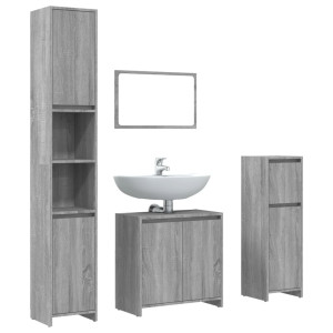 Set de muebles de baño 4 pzas madera contrachapada gris sonoma H