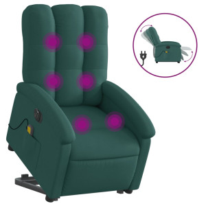 Sillón masaje eléctrico reclinable elevable tela verde oscuro H
