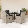 Set comedor de jardín 5 pzas cojines ratán sintético gris claro 1