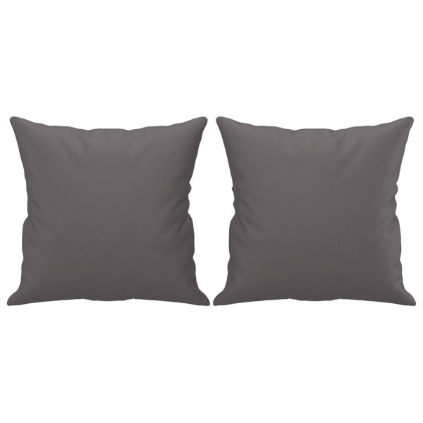 Sofá 2 lugares + almofadas decorativas 140cm couro artif. cinza M 5