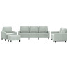 4 pcs conjunto de sofás com almofadões veludo cinzento-claro 2