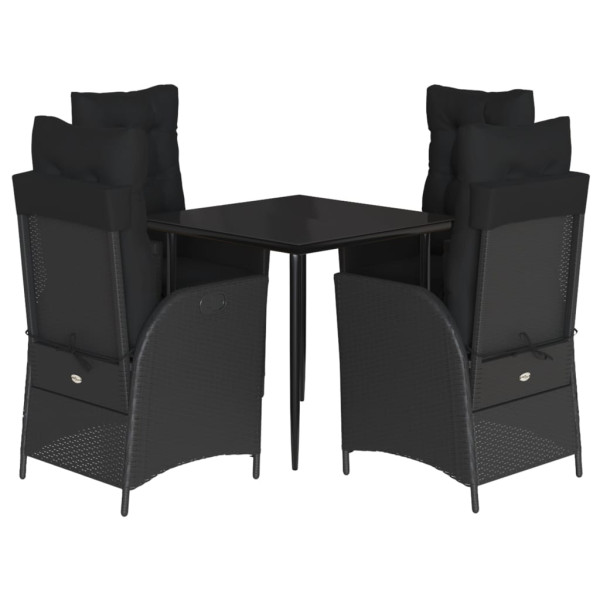 Set de muebles jardín 5 pzas con cojines ratán sintético negro M 2