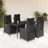 Set de muebles jardín 5 pzas con cojines ratán sintético negro 1