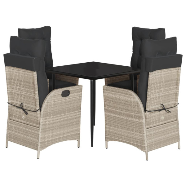 5 pcs conjunto de jantar p/ jardim c/ almofadões cinzento claro M 2