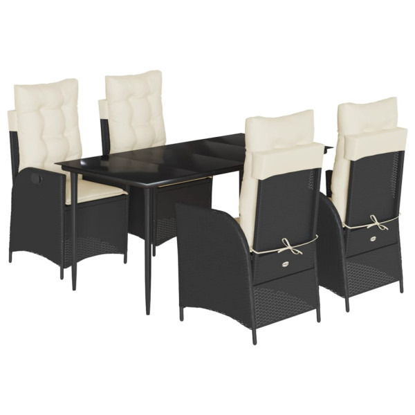 Set de muebles jardín 5 pzas con cojines ratán sintético negro M 2