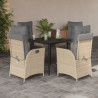 Set comedor de jardín 5 pzas con cojines ratán sintético beige 1