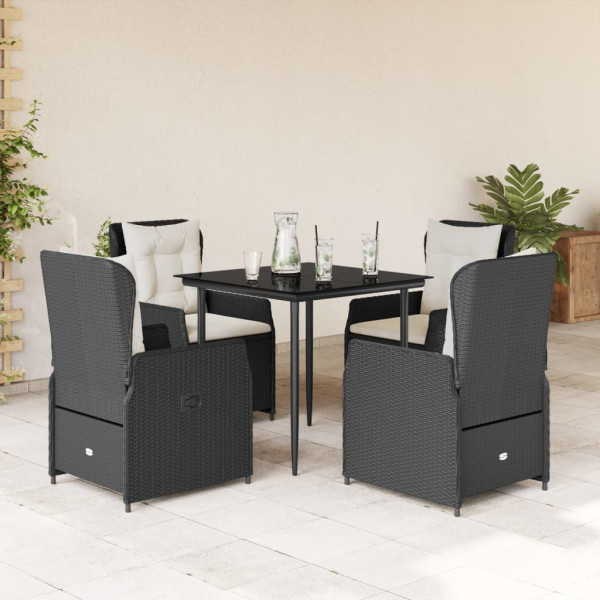 Set de muebles jardín 5 pzas con cojines ratán sintético negro D