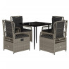 Set comedor de jardín 5 pzas cojines ratán sintético gris claro 2