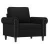 Sillón con taburete cuero sintético negro 60 cm 4