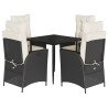 Set de muebles jardín 5 pzas con cojines ratán sintético negro 2